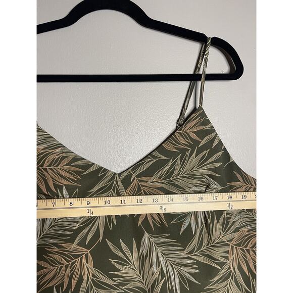 A New Day Large Cami Tank Palm Floral Lined Olive Peach Botanical Lightweight - Picture 4 of 6